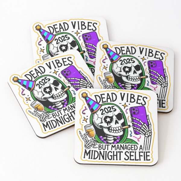Item preview, 2025 HAPPY NEW YEAR'S EVE HUMOR: DEAD VIBES, Midnight Selfie Skeleton, AI designed and sold by davidjulie.