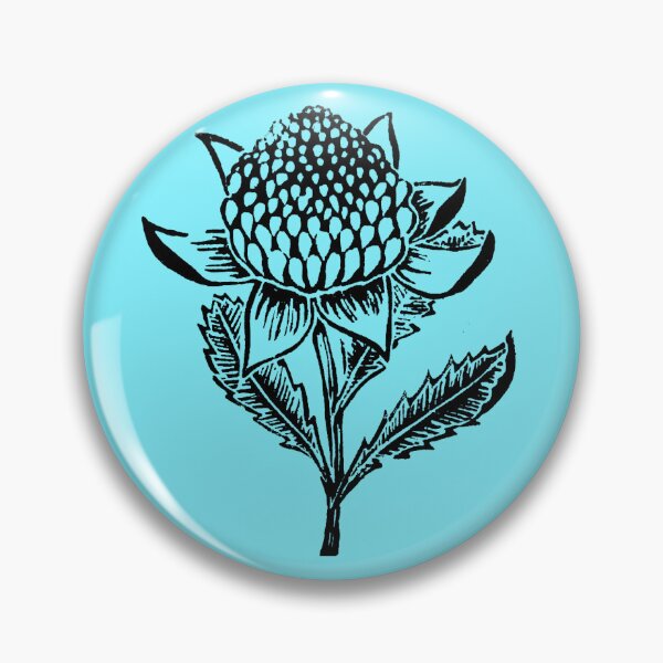 Item preview, Waratah Blossom Linocut on Blue designed and sold by Rebecca Westlund Artist.