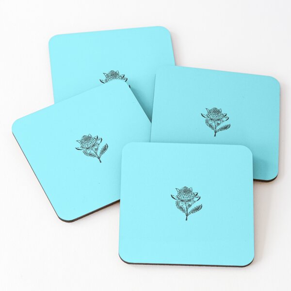 Item preview, Waratah Blossom Linocut on Blue designed and sold by Rebecca Westlund Artist.