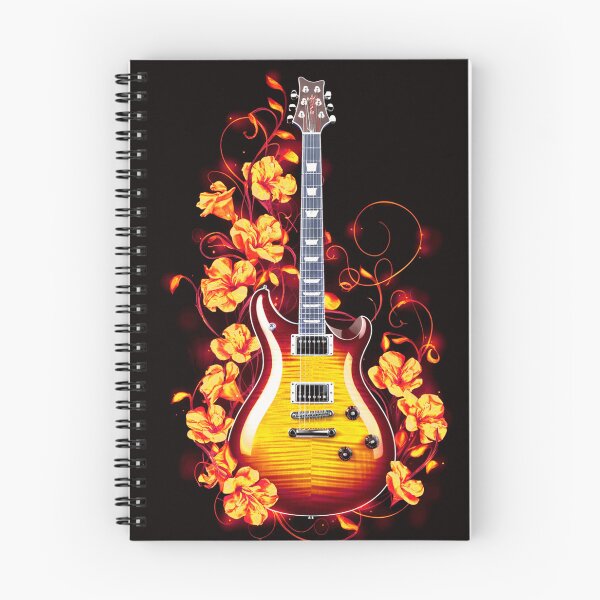 Item preview, Fiery Orange Guitar with Glowing Floral Accents designed and sold by Exodoi.