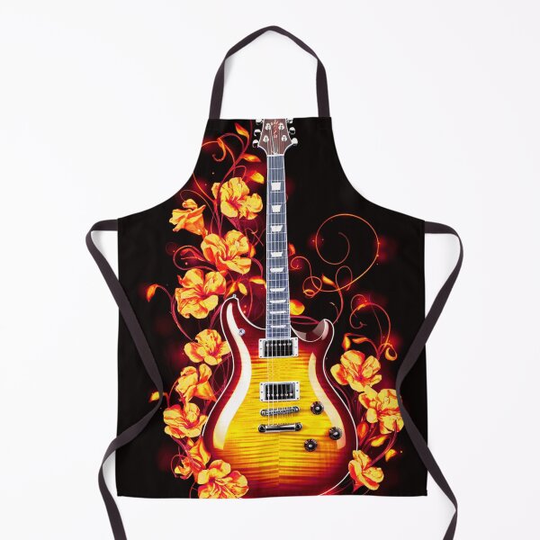 Item preview, Fiery Orange Guitar with Glowing Floral Accents designed and sold by Exodoi.