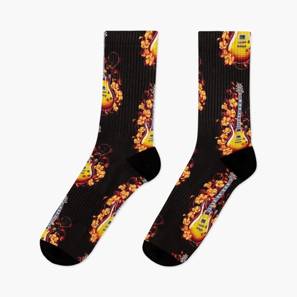 Item preview, Fiery Orange Guitar with Glowing Floral Accents designed and sold by Exodoi.