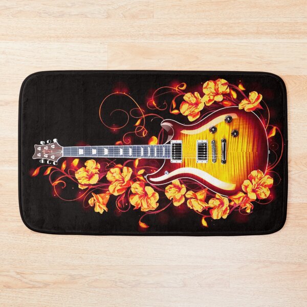Item preview, Fiery Orange Guitar with Glowing Floral Accents designed and sold by Exodoi.