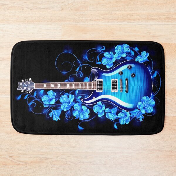 Item preview, Electric Blue Guitar with Floral Aura designed and sold by Exodoi.