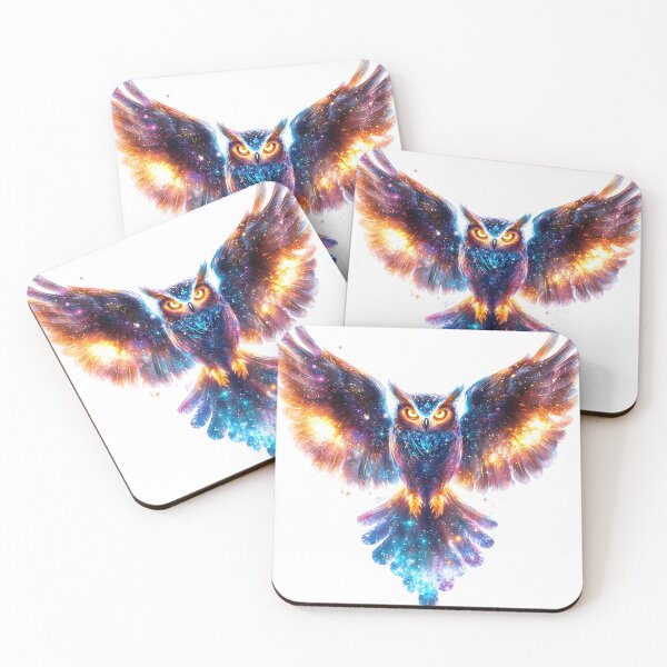 Item preview, Galaxy Neon Owl with Glowing Wings designed and sold by PixelReverb.