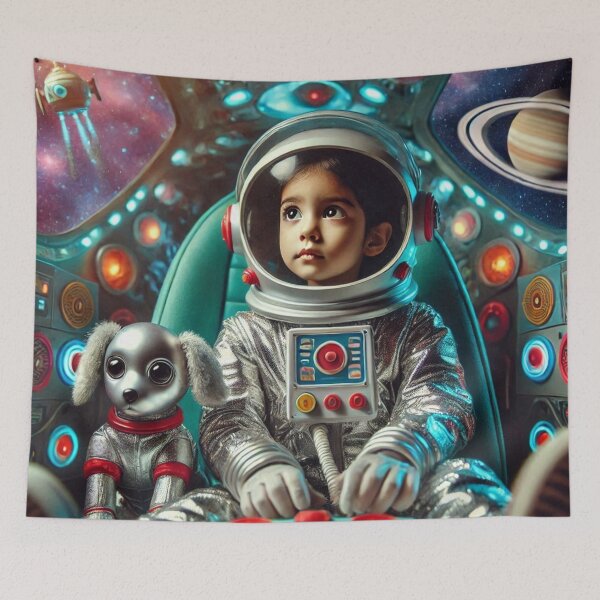 Item preview, Little Kid Astronaut Adventure with little Robot Dog designed and sold by WyckedLynn.