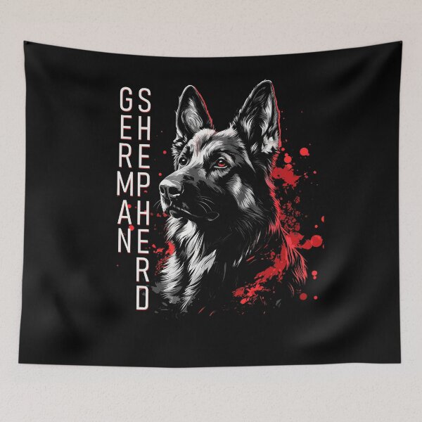 Item preview, German Shepherd Dog Art Red Splatter Illustration designed and sold by polygrafix.