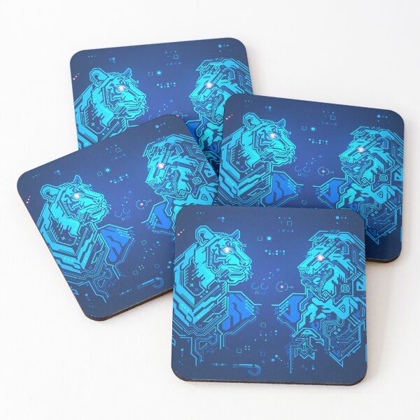 Item preview, futuristic lion versus technological tiger, electronic board pattern technology confrontation designed and sold by NiamLab.