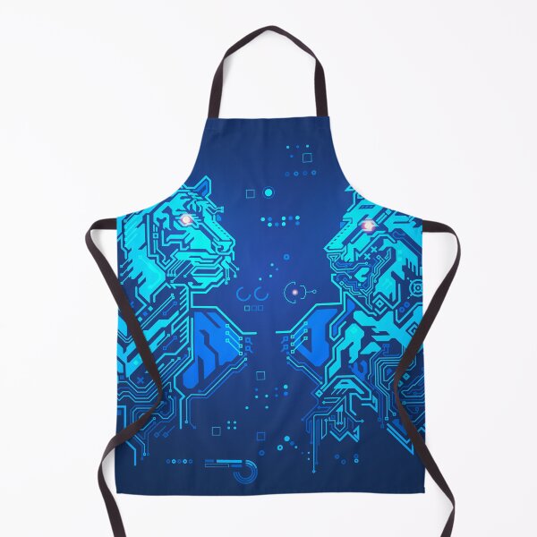 Item preview, futuristic lion versus technological tiger, electronic board pattern technology confrontation designed and sold by NiamLab.