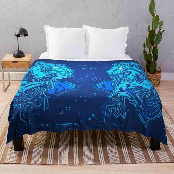Item preview, futuristic lion versus technological tiger, electronic board pattern technology confrontation designed and sold by NiamLab.