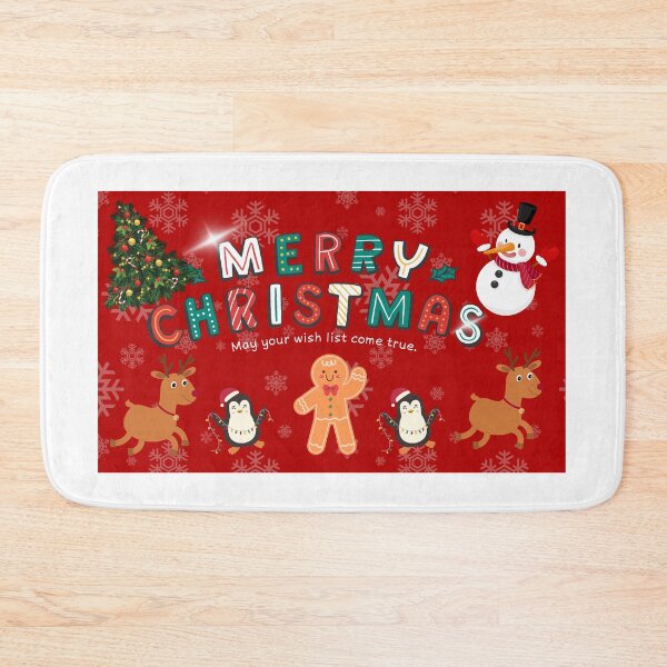 Item preview, Merry Chirstmas Art, A great time for family and friends,Ginger bread, Santa penguines and reindeers dancing in snow fall. designed and sold by CHUBBYWHALE.