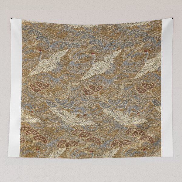 Item preview, Elegant Crane and Pine Tree Pattern on Traditional Textile designed and sold by MINE Design-Works.