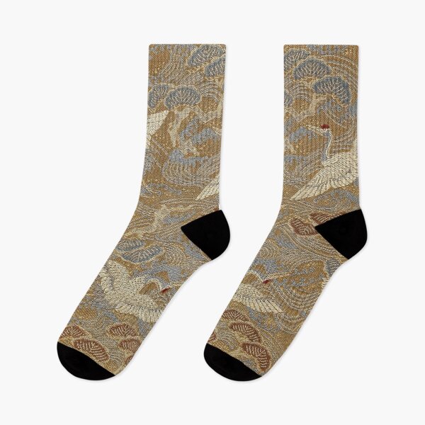 Item preview, Elegant Crane and Pine Tree Pattern on Traditional Textile designed and sold by MINE Design-Works.