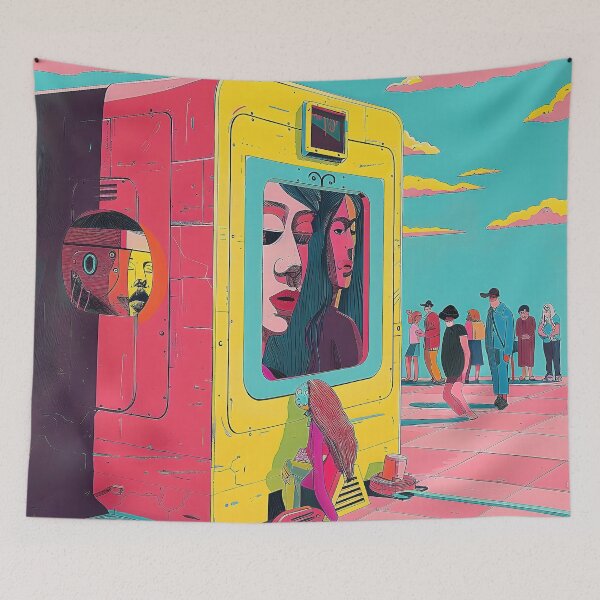 Item preview, Surreal of Visitors Scanning Faces at Secure Biometric Entrance. designed and sold by CheerForGoods.