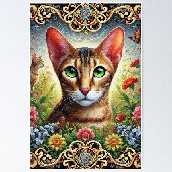 Item preview, Oriental Shorthair Cat in Beautiful Floral Zen Flower Garden designed and sold by Illuministique.