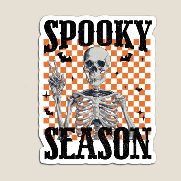 Item preview, Spooky Season – Retro Skeleton Vibes with Halloween Checkerboard designed and sold by Fernandink1.