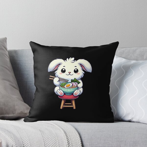 Item preview, Cute Bunny Rabbit Eating Ramen  designed and sold by Myra365Art.