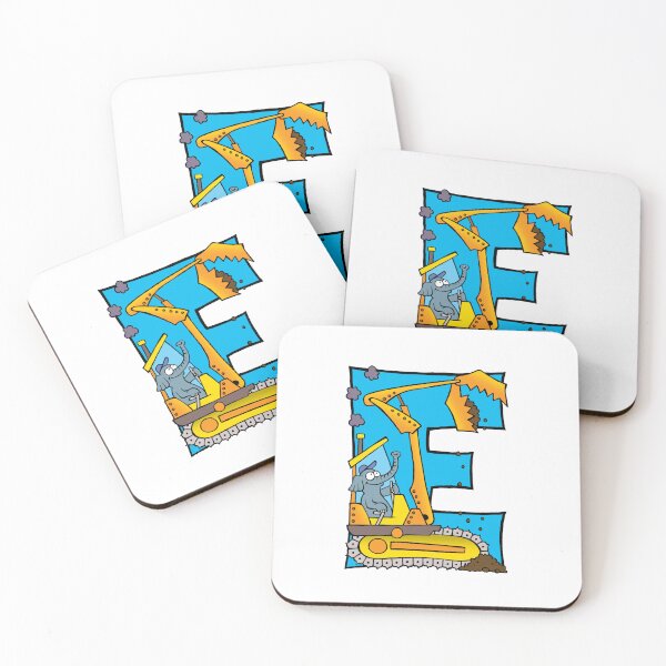 Item preview, Letter E Elephant in an Excavator designed and sold by alphatoons.