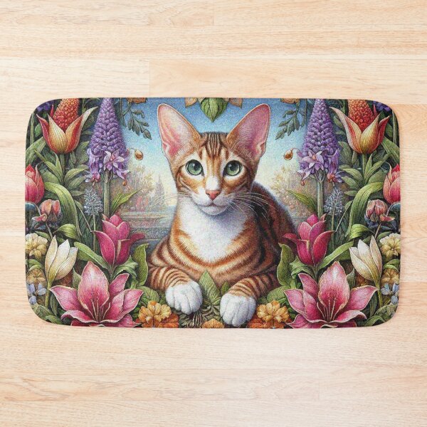 Item preview, Oriental Shorthair Cat in Beautiful Floral Zen Flower Garden designed and sold by Illuministique.