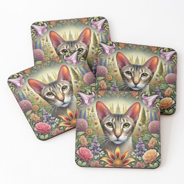Item preview, Oriental Shorthair Cat in Beautiful Floral Zen Flower Garden designed and sold by Illuministique.