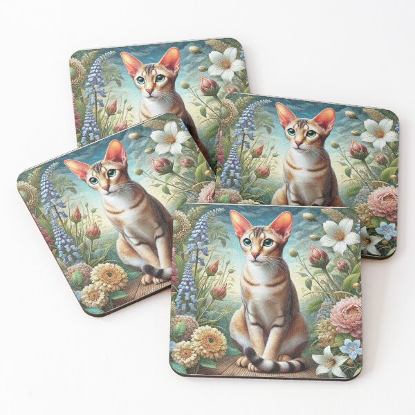 Item preview, Oriental Shorthair Cat in Beautiful Floral Zen Flower Garden designed and sold by Illuministique.