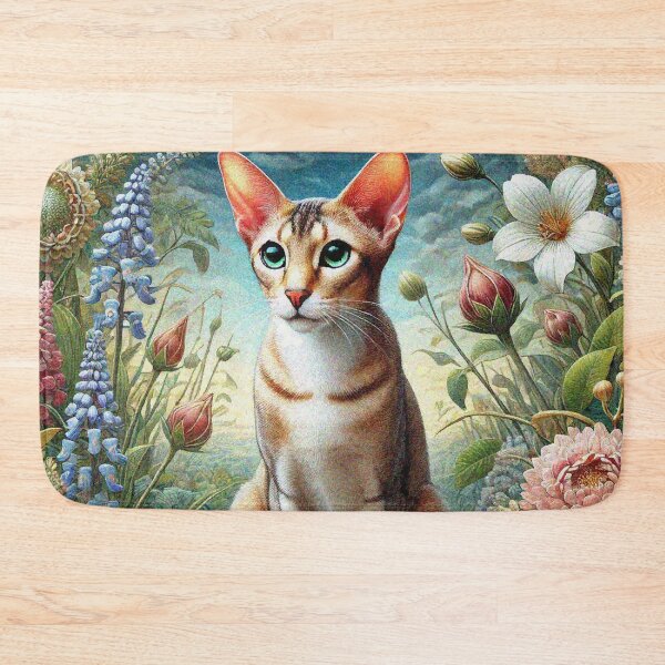 Item preview, Oriental Shorthair Cat in Beautiful Floral Zen Flower Garden designed and sold by Illuministique.