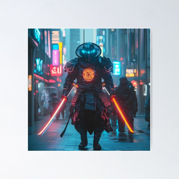 Artikel-Vorschau von Doppelklinge Neon Samurai, designt und verkauft von PixelReverb.