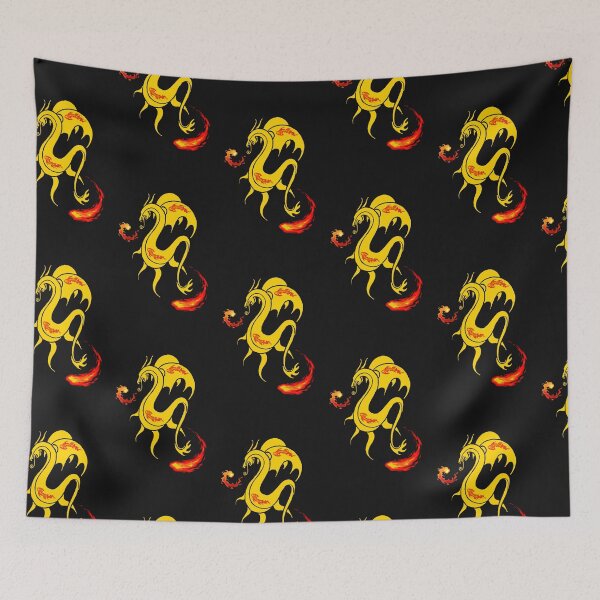 Item preview, Yellow, Fire Breathing Dragon, Mythical Creature Pattern,   designed and sold by Bert Englefield.