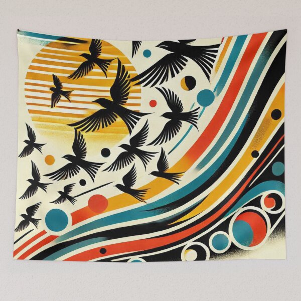 Item preview, abstract art flying birds Silhouette designed and sold by ZulryLifestyles.