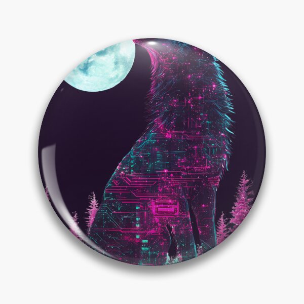 Item preview, Cyberpunk Glitch Wolf Howling at Neon Moon designed and sold by PixelReverb.