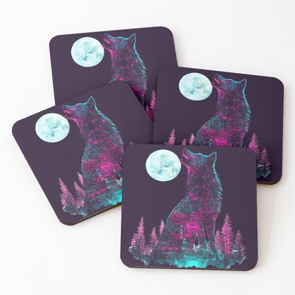 Item preview, Cyberpunk Glitch Wolf Howling at Neon Moon designed and sold by PixelReverb.