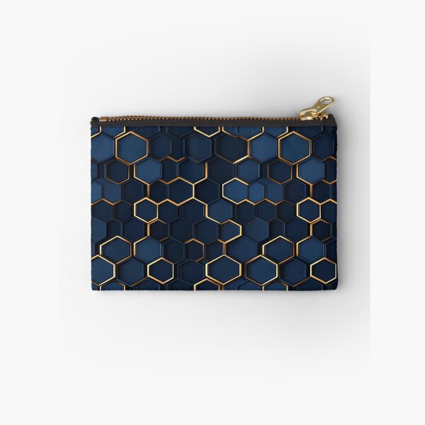 Item preview, Deep Blue Hexagon Honeycomb Gold Pattern designed and sold by GrinGalore.