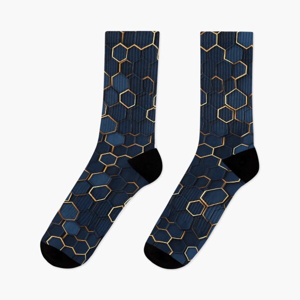 Item preview, Deep Blue Hexagon Honeycomb Gold Pattern designed and sold by GrinGalore.