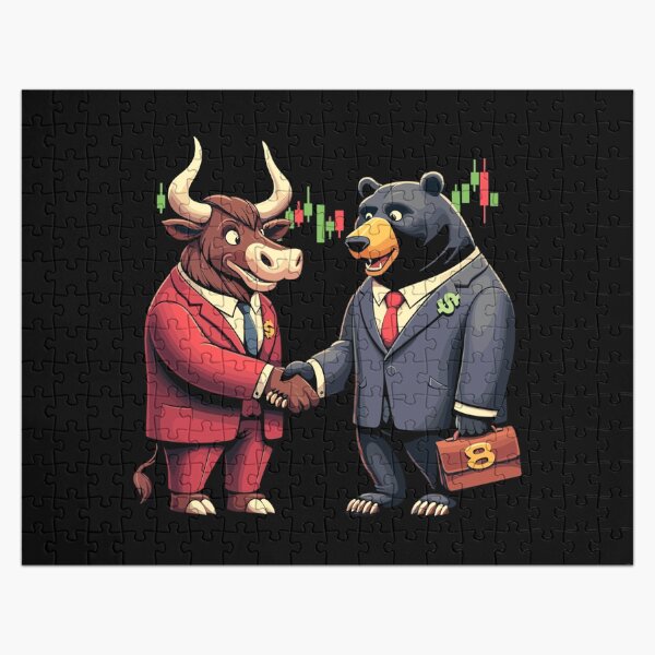 Item preview, Stock Market Bull Bear Handshake Profit Gift designed and sold by Pineapple-Tree.