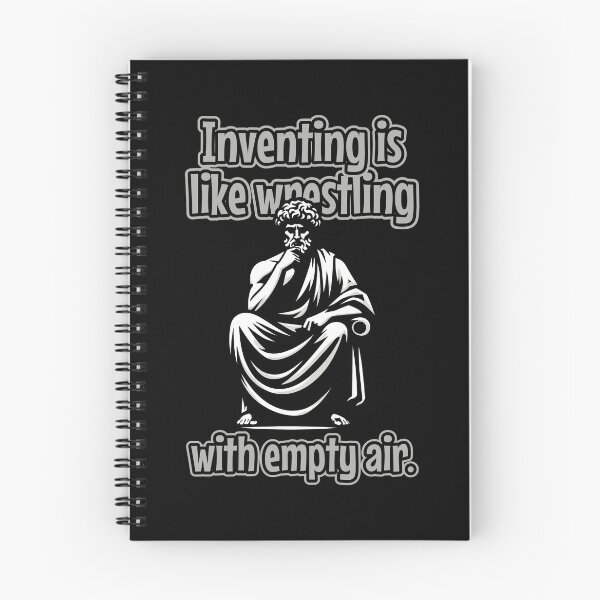 Item preview, Inventing Is Like Wrestling With Empty Air A Thinker in Ancient Robes Lost in Deep Thought on a Black and White Canvas designed and sold by SplashTastic.