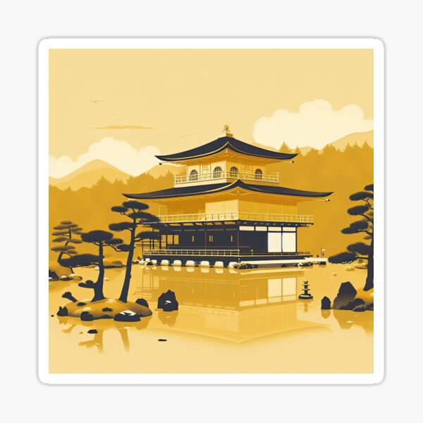 Item preview, Kinkaku-ji (Golden Pavilion) Minimalism Art Style designed and sold by artofuniverse.