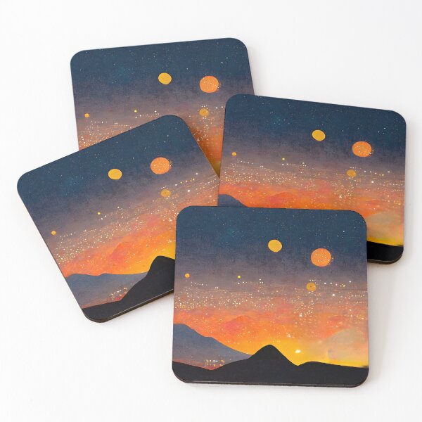 Item preview, Surreal Twilight Horizon with Glowing Golden Orbs designed and sold by Amr Siam.