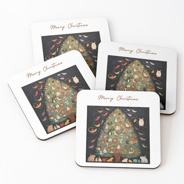 Item preview, Xmas Whimsical Animal Folk Art Tree Christmas folk style card  designed and sold by LaundrySalt.