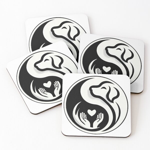 Item preview, Yin Yang Harmony Between Dog and Human on Black Background designed and sold by IceBathDESIGNS.