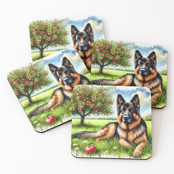 Item preview, German Shepherd dog under apple tree designed and sold by Zelda50.