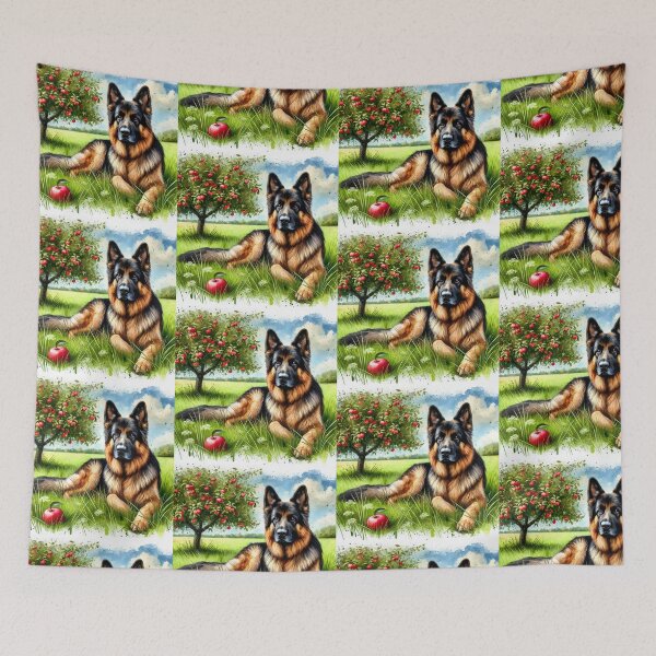 Item preview, German Shepherd dog under apple tree designed and sold by Zelda50.