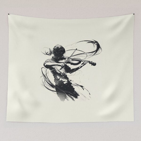 Item preview, Graceful Violinist – Artistic Silhouette Design designed and sold by Windy-market.