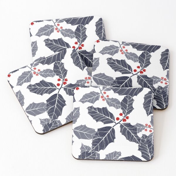 Item preview, Christmas pattern in red and blue with holly leaves, berries. designed and sold by MatyKotiv.