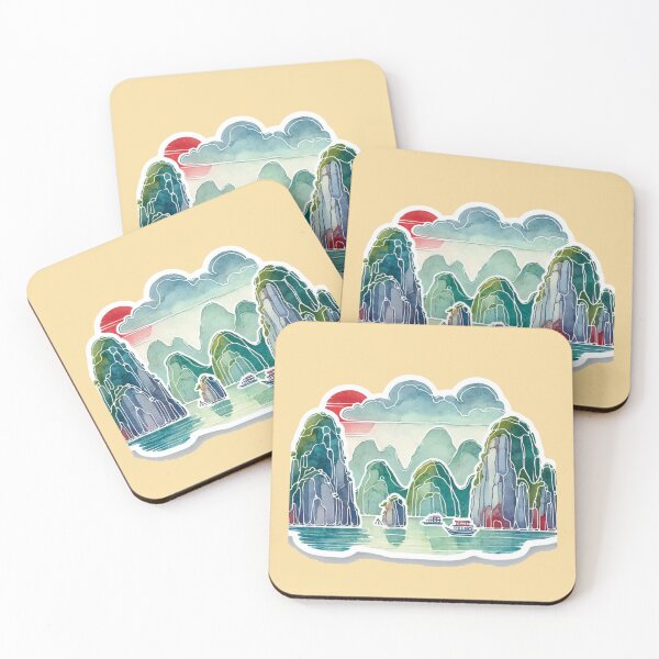 Item preview, Halong Bay Vietnam Minimalist Watercolor Sticker Design,  designed and sold by PaintMeWorld.