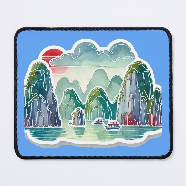 Item preview, Halong Bay Vietnam Minimalist Watercolor Sticker Design,  designed and sold by PaintMeWorld.