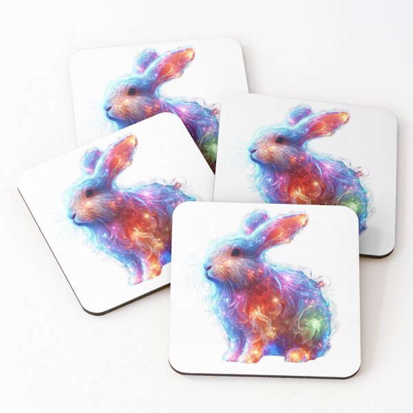 Item preview, Glowing Prism Rabbit – Ethereal Neon Light Animal designed and sold by GloriousArtSKD.