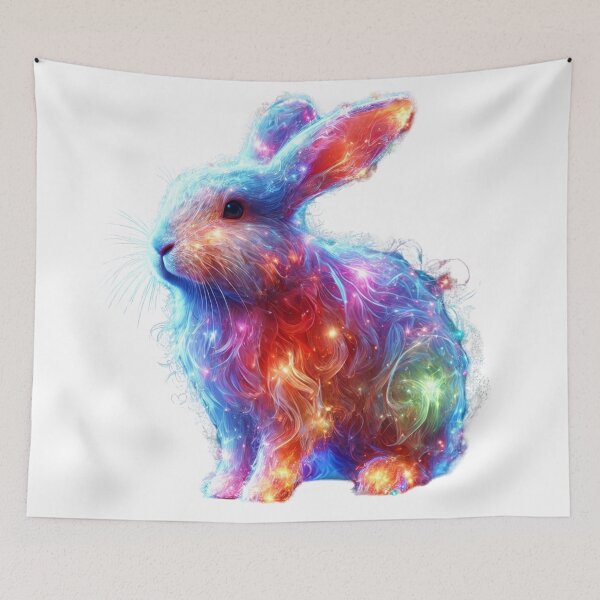 Item preview, Glowing Prism Rabbit – Ethereal Neon Light Animal designed and sold by GloriousArtSKD.