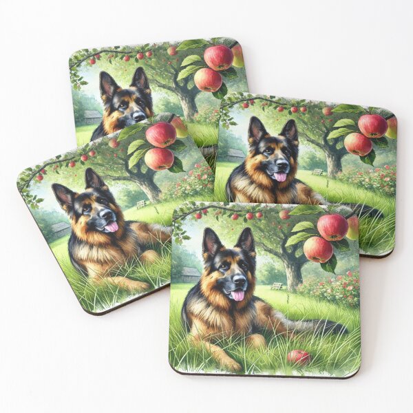 Item preview, German Shepherd dog under apple tree designed and sold by Zelda50.
