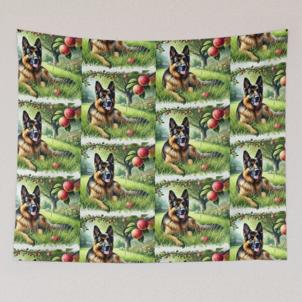 Item preview, German Shepherd dog under apple tree designed and sold by Zelda50.