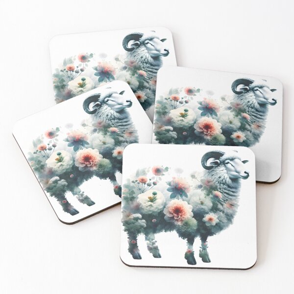 Item preview, Ran Sheep Lamb Flowers floral silhouette designed and sold by Dominika Farkašová.